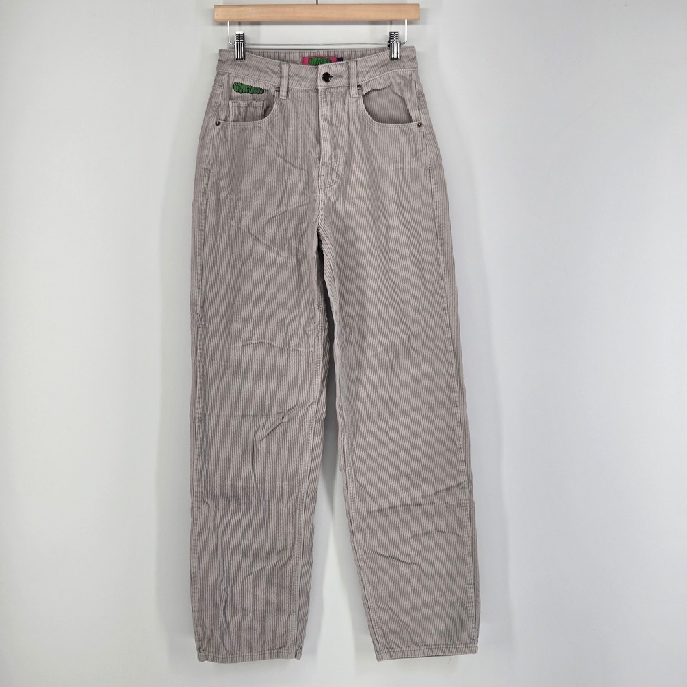 Empyre Tori Corduroy Pants Women 2 Gray High Waisted Straight Leg Skate